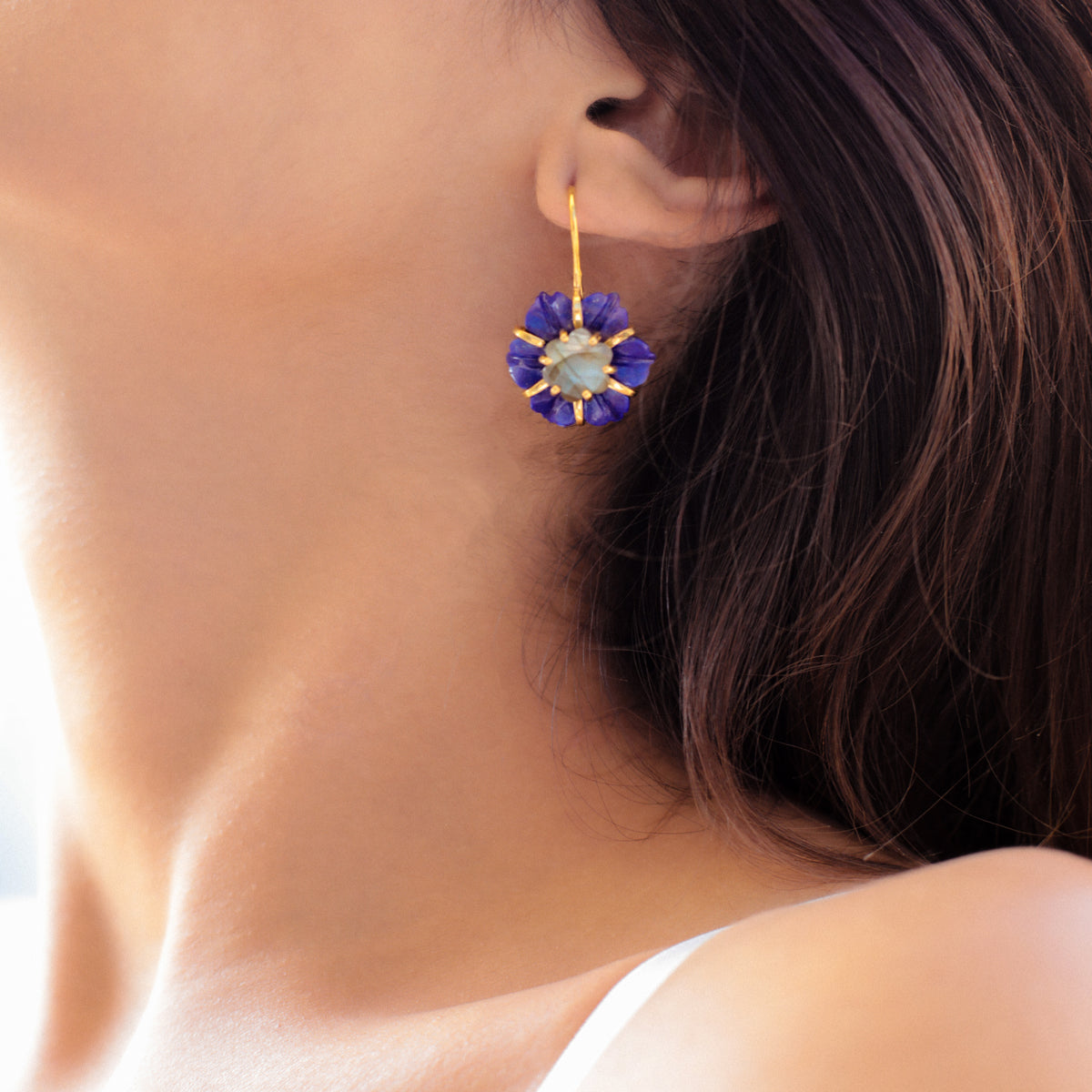 Lapis Lazuli Flower earrings