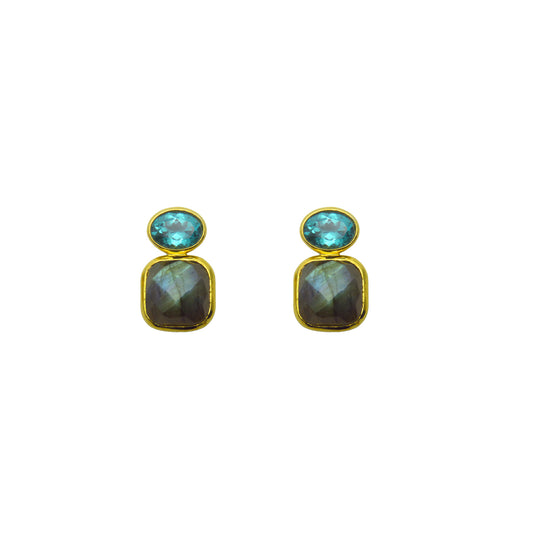 Labradorite colour block earrings