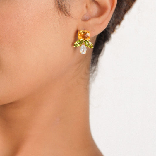 Citrine Peridot lemon earrings