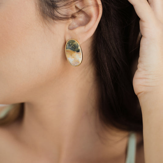 Olive Gold Jasper Earrings