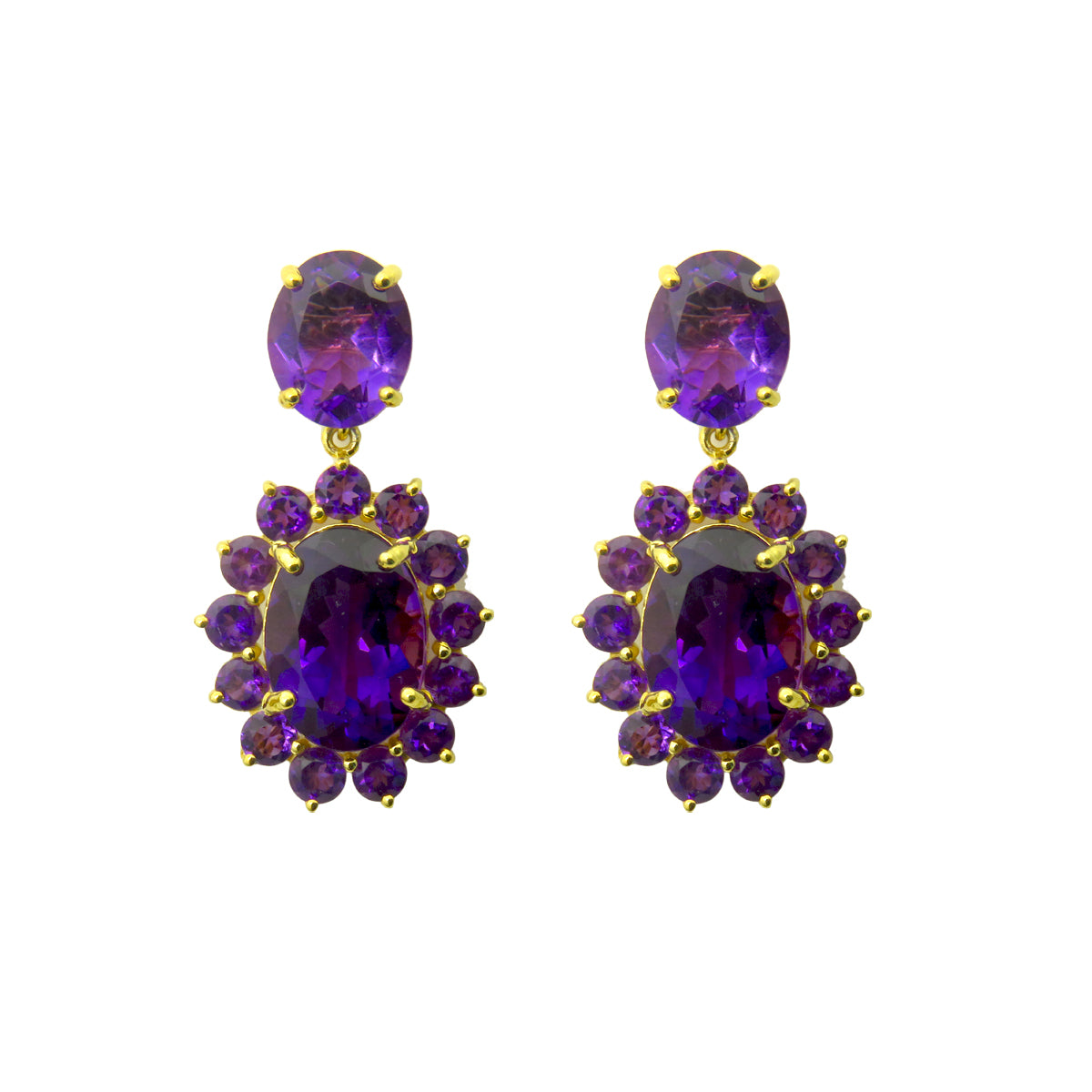 Amethyst Halo Earrings