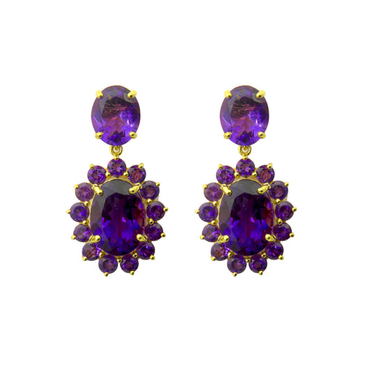 Amethyst Halo Earrings