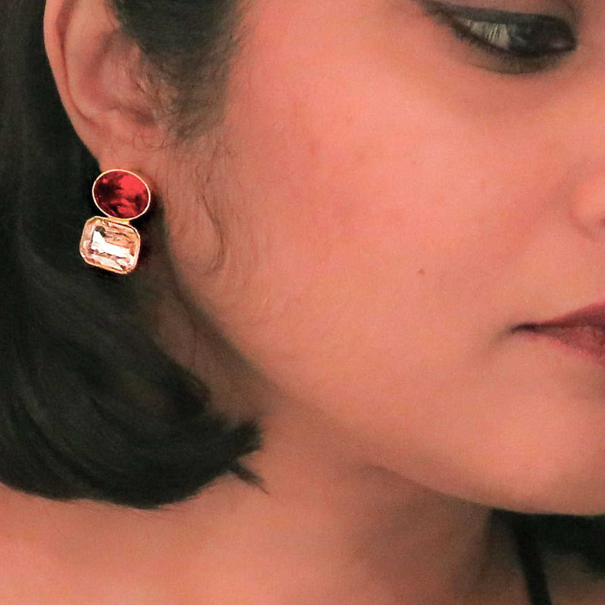 Red Colour Block earrings