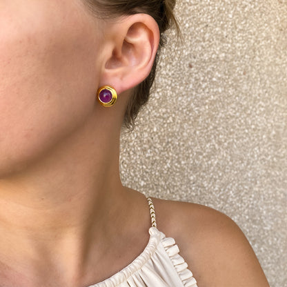 Amethyst Spaceship Studs Gold