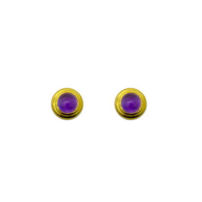 Amethyst Spaceship Studs Gold